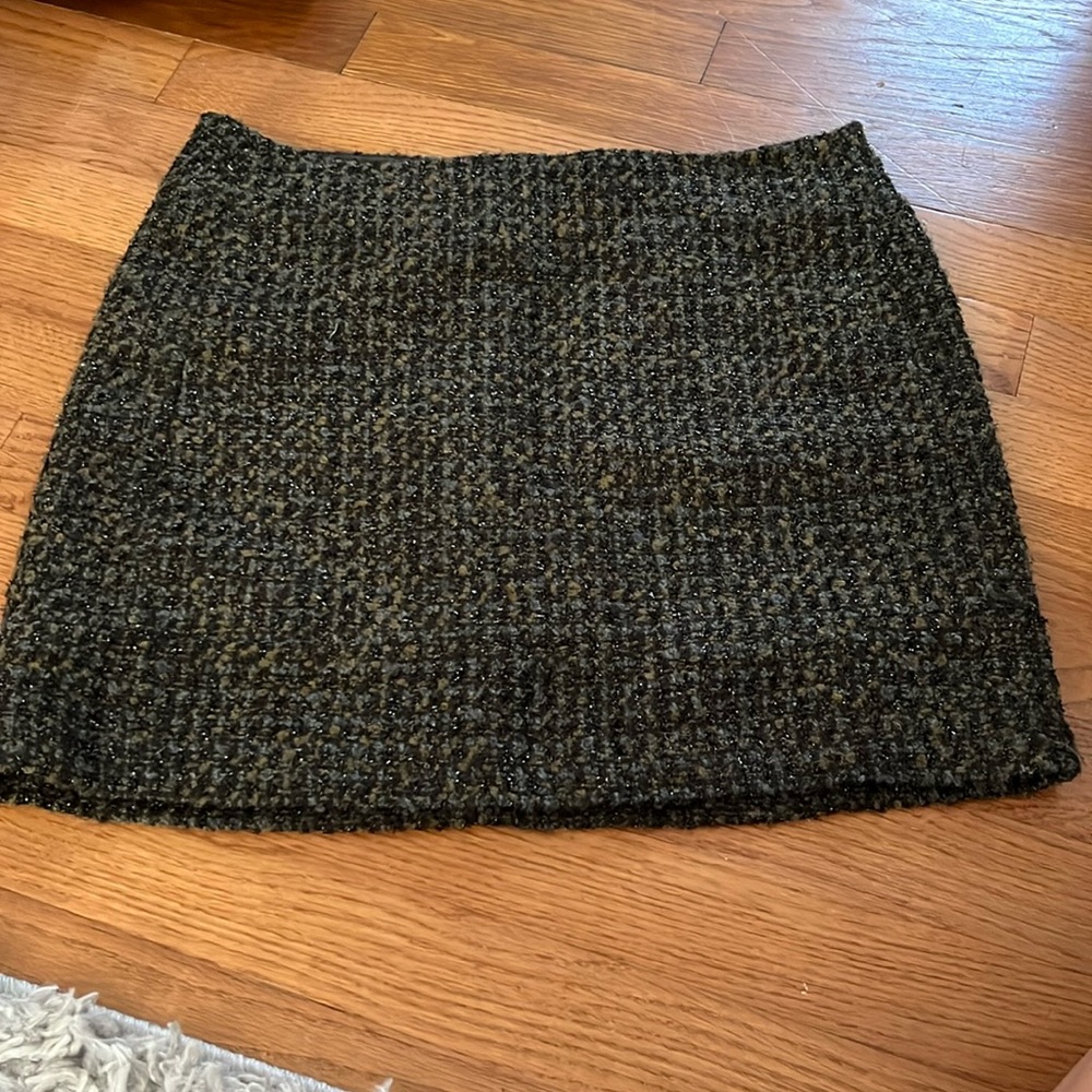 Willi Smith Skirt Size 4 Short Lined Black Gold Hunter Plaid Wool Blend A-Line